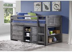 Cosey Rustic grey pine wood, mid sleeper bed with storage (Right Ladder) 1